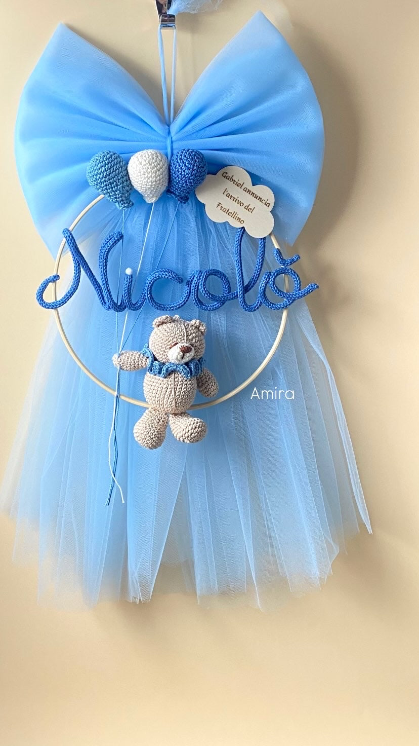 Fiocco/cerchio in tulle max8 lettere